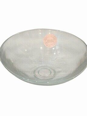 At Home Made In Spain Clear Ribbed Glass Decorative Serving Bowl